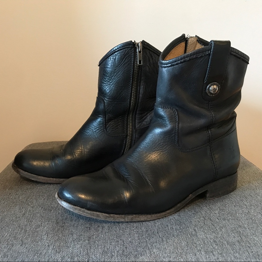 Frye Melissa Short Ankle Zip Boots - 7.5 - Black